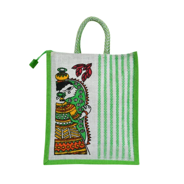Durga_Printed_Jute_Bag_Green_Colour