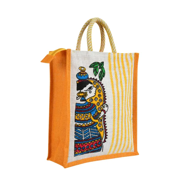 Durga_Printed_Jute_Bag_Yellow_Colour