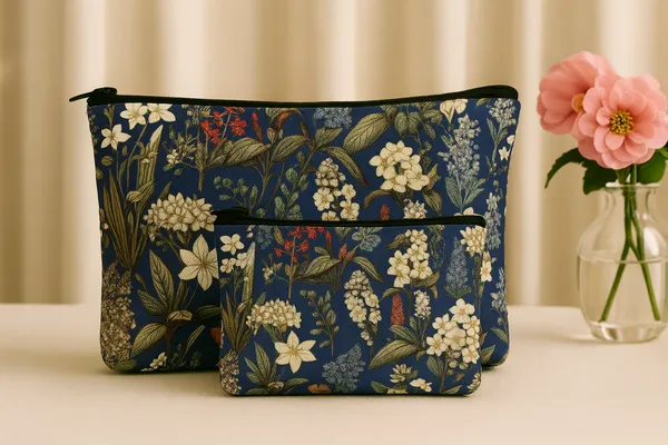 Floral_Makeup_Bags_Set_of_2,_Navy_Blue_Cosmetic_Pouches_with_Vintage_Botanical_Print,_Large_24_cm_and_Small_18_cm_Travel_Organizers