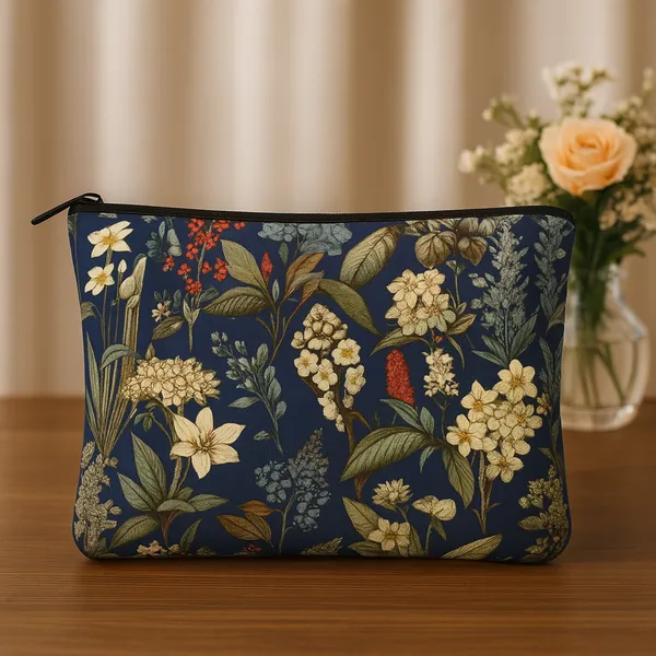 Floral_Makeup_Bags_Set_of_2,_Navy_Blue_Cosmetic_Pouches_with_Vintage_Botanical_Print,_Large_24_cm_and_Small_18_cm_Travel_Organizers