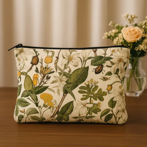 Floral_Print_Makeup_Pouch_Set,_2_Pieces,_Botanical_Pattern_with_White_Flowers_and_Green_Leaves,_Travel_Cosmetic_Bags,_24_cm_x_19_cm_and_18_cm_x_13_cm