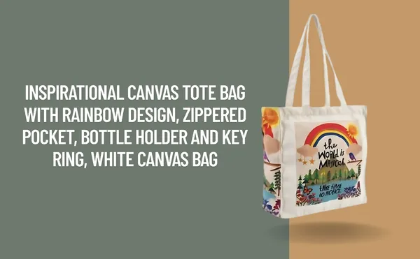 Multi_Compartment_Tote_Bag_With_Rainbow_Design,_Zippered_Pocket,_Bottle_Holder_And_Key_Ring