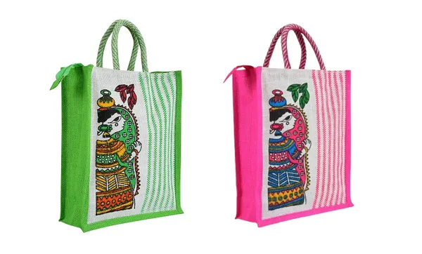 PACK_OF_2_GREEN_AND_PINK_STRIPE_DURGA_JUTE_BAG