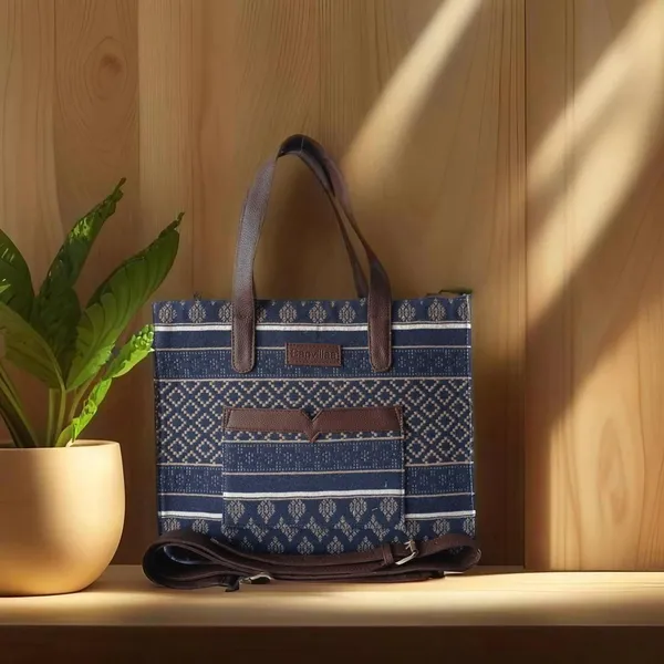 Blue_And_Brown_Premium_Royal_Motif_Patterned_Hand_Bag_For_Women