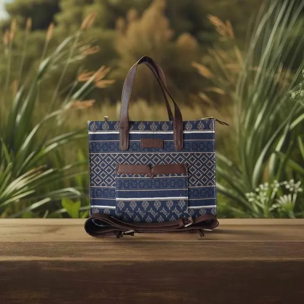 Blue_And_Brown_Premium_Royal_Motif_Patterned_Hand_Bag_For_Women