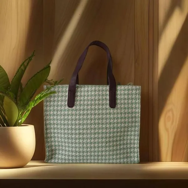 Green_Premium_Checks_Patterned_Hand_Bag_For_Women