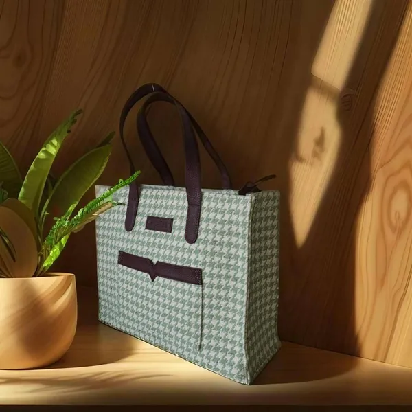 Green_Premium_Checks_Patterned_Hand_Bag_For_Women