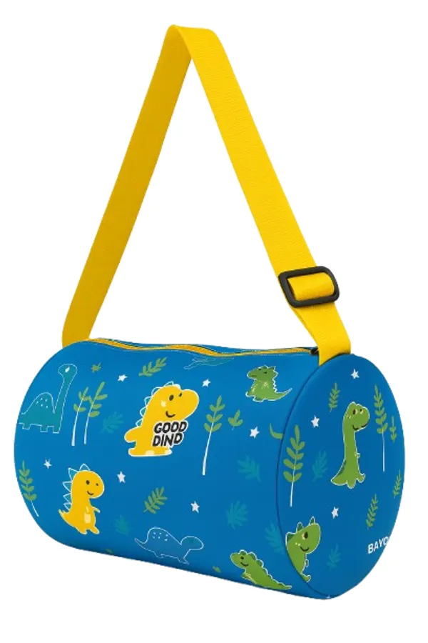 Kids_Dinosaur_Print_Duffle_Bag,_Turquoise_Blue_with_Yellow_Strap