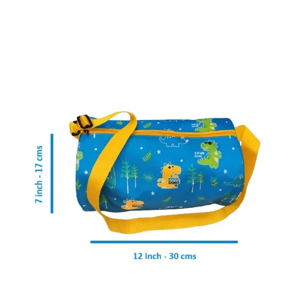 Kids_Dinosaur_Print_Duffle_Bag,_Turquoise_Blue_with_Yellow_Strap