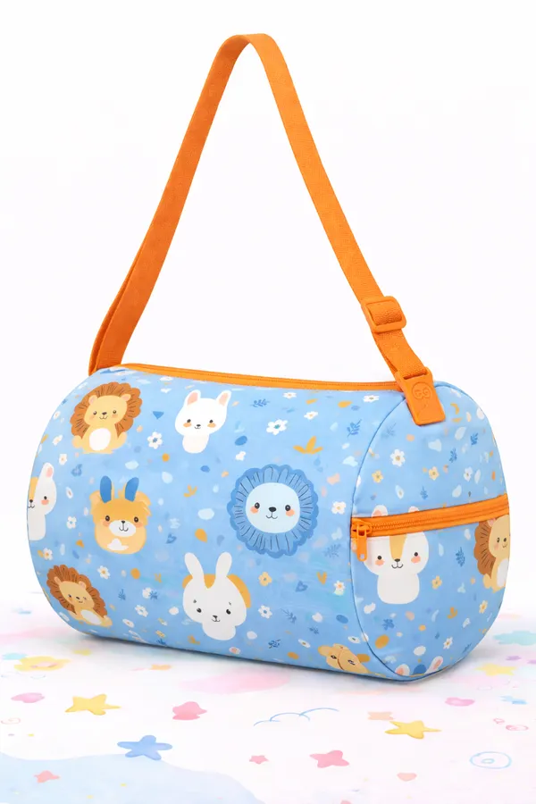 Kids_Duffel_Bag,_Blue_Animal_Print,_Orange_Strap,_Gym_Swimming_Travel_Picnic_Bag_with_Adjustable_Shoulder_Strap