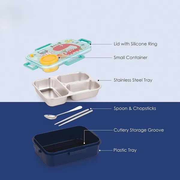 Kids_Lunch_Box_Dino_Printed_With_Inner_Stainless_Steel_3_Compartment_1_Small_Container_Air_Tight_Leak_Proof_BPA_Free_750ml+80ml-_Blue