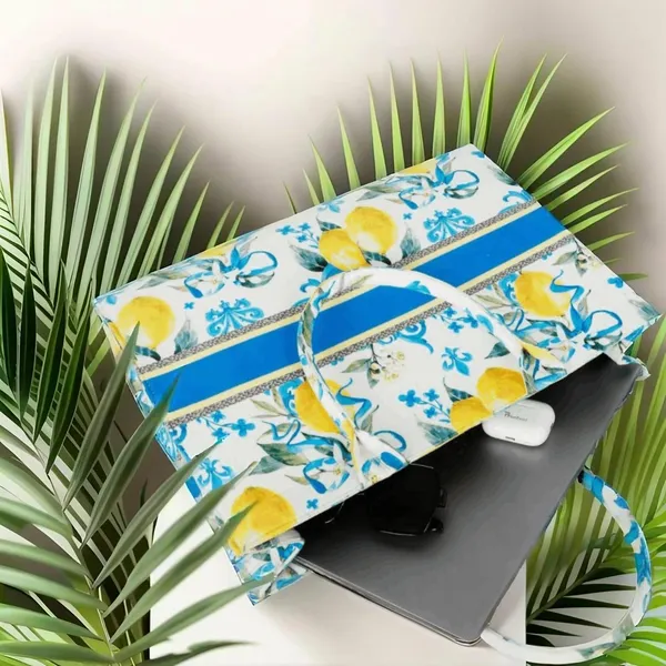 Yellow_And_Blue_Lemon_Print_Customize_Hand_Bag_For_Women