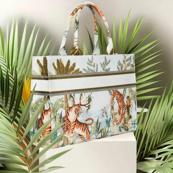 White_Tiger_Print_Customize_Hand_Bag_For_Women