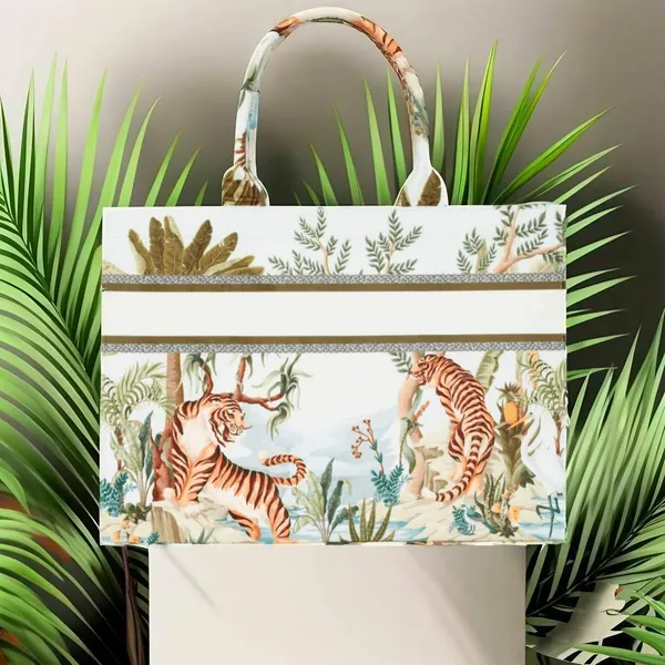 White_Tiger_Print_Customize_Hand_Bag_For_Women
