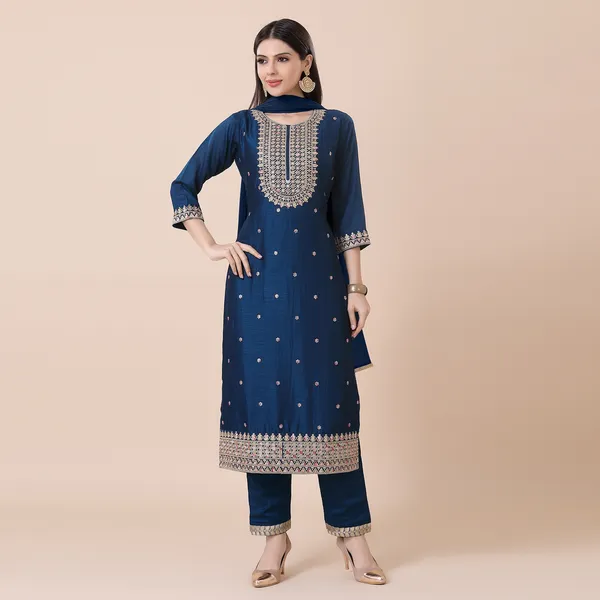 Indigo_Dye_Silk_Embellished_Embroidered_Suit_Set_|_For_Women