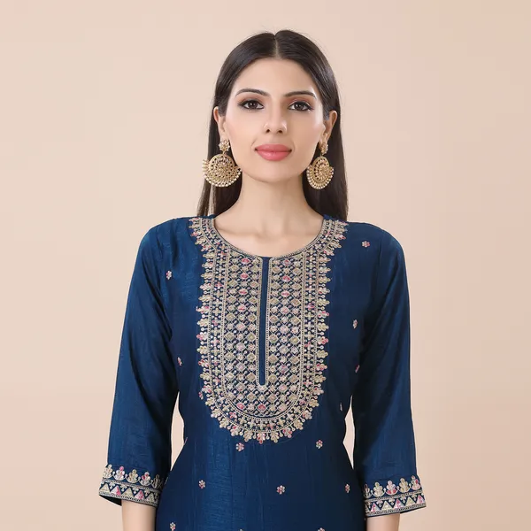 Indigo_Dye_Silk_Embellished_Embroidered_Suit_Set_|_For_Women