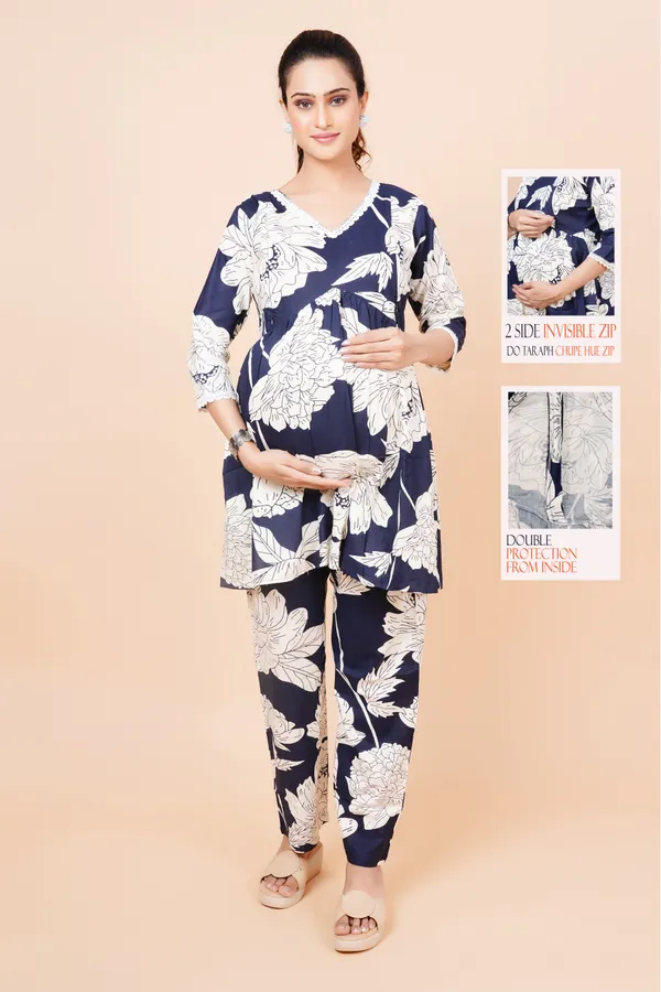 Navi_Blue_Printed_Feeding_&_Maternity_Cord_set_With_Zippers_(Top_&_Bottom)