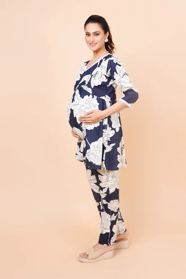 Navi_Blue_Printed_Feeding_&_Maternity_Cord_set_With_Zippers_(Top_&_Bottom)