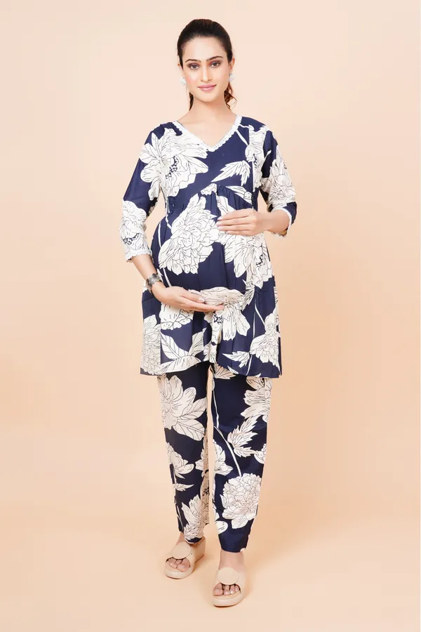 Navi_Blue_Printed_Feeding_&_Maternity_Cord_set_With_Zippers_(Top_&_Bottom)
