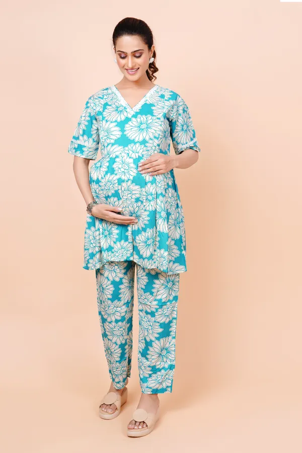 Sea_Blue_Printed_Feeding_&_Maternity_Cord_set_With_Zippers_(Top_&_Bottom)