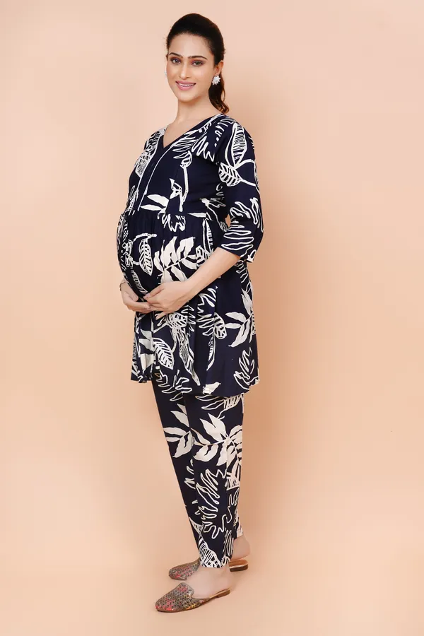 Navi_Blue_Printed_Feeding_&_Maternity_Cord_set_With_Zippers_(Top_&_Bottom)