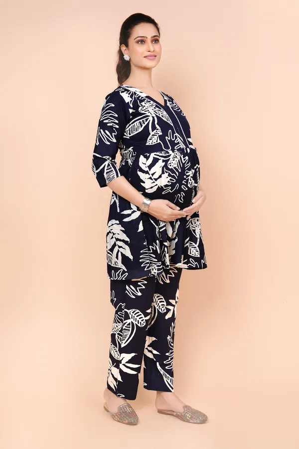 Navi_Blue_Printed_Feeding_&_Maternity_Cord_set_With_Zippers_(Top_&_Bottom)
