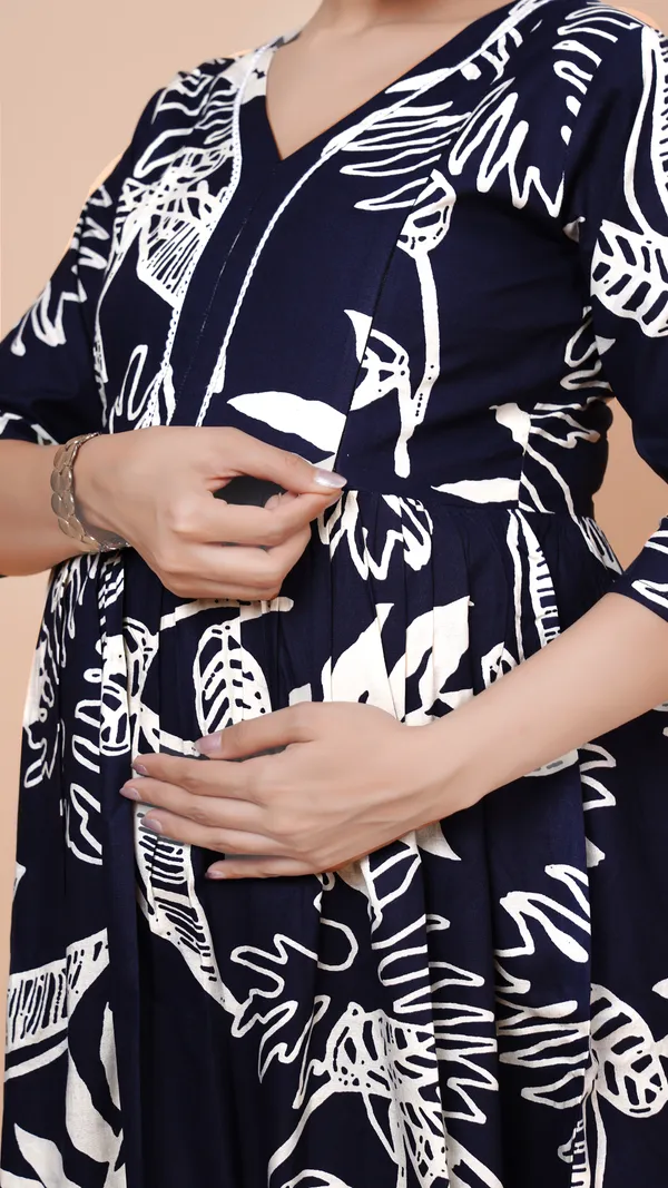 Navi_Blue_Printed_Feeding_&_Maternity_Cord_set_With_Zippers_(Top_&_Bottom)