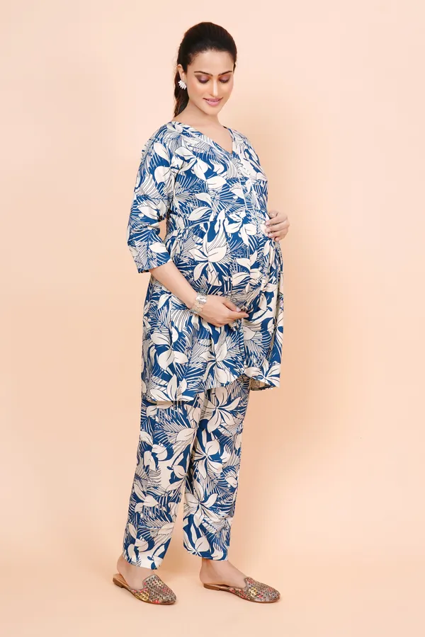 Blue_Printed_Feeding_&_Maternity_Cord_set_With_Zippers_(Top_&_Bottom)