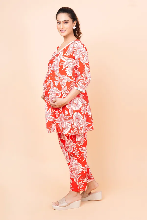 Red_Printed_Feeding_&_Maternity_Cord_set_With_Zippers_(Top_&_Bottom)