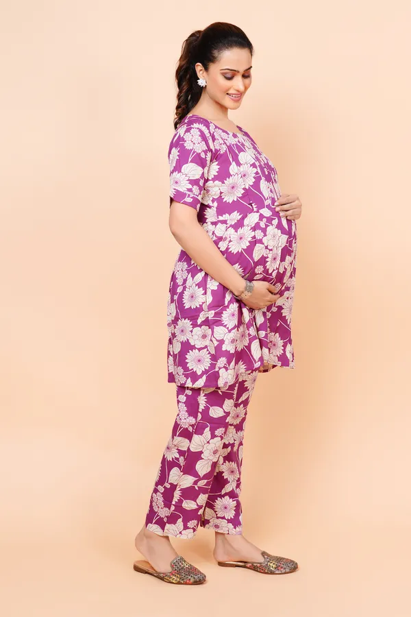 Purple_Printed_Feeding_&_Maternity_Cord_set_With_Zippers_(Top_&_Bottom)
