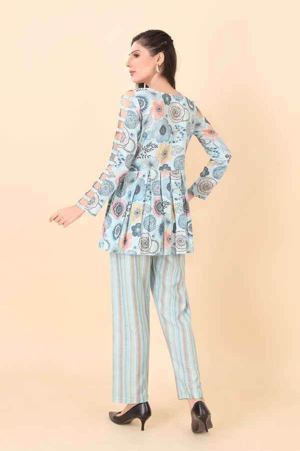Sky_Blue_Cotton_Embellished_Floral_Print_Co-Ord_Set_|_For_Women