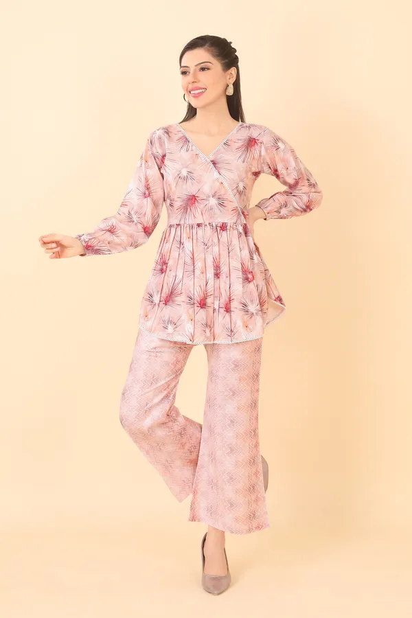 Coral_Peach_Cotton_Embellished_Floral_Printed_Co-Ord_Set_|_For_Women