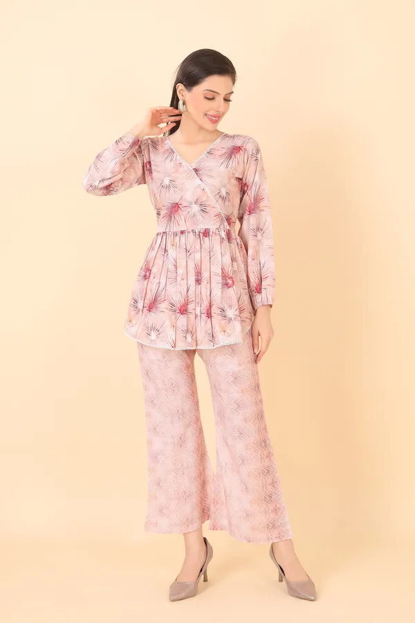 Coral_Peach_Cotton_Embellished_Floral_Printed_Co-Ord_Set_|_For_Women
