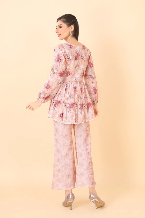 Coral_Peach_Cotton_Embellished_Floral_Printed_Co-Ord_Set_|_For_Women