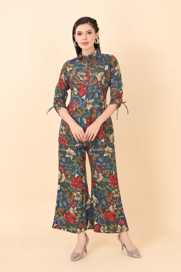 Green_Cotton_Embellished_Floral_Printed_Co-Ord_Set_|_For_Women