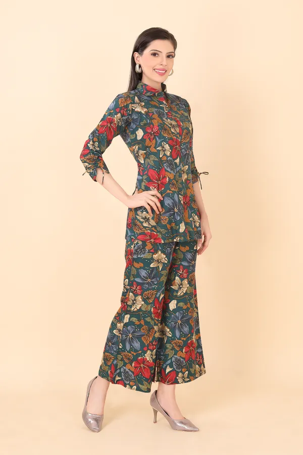 Green_Cotton_Embellished_Floral_Printed_Co-Ord_Set_|_For_Women