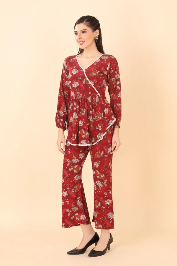 Maroon_Cotton_Embellished_Floral_Printed_Co-Ord_Set_|_For_Women