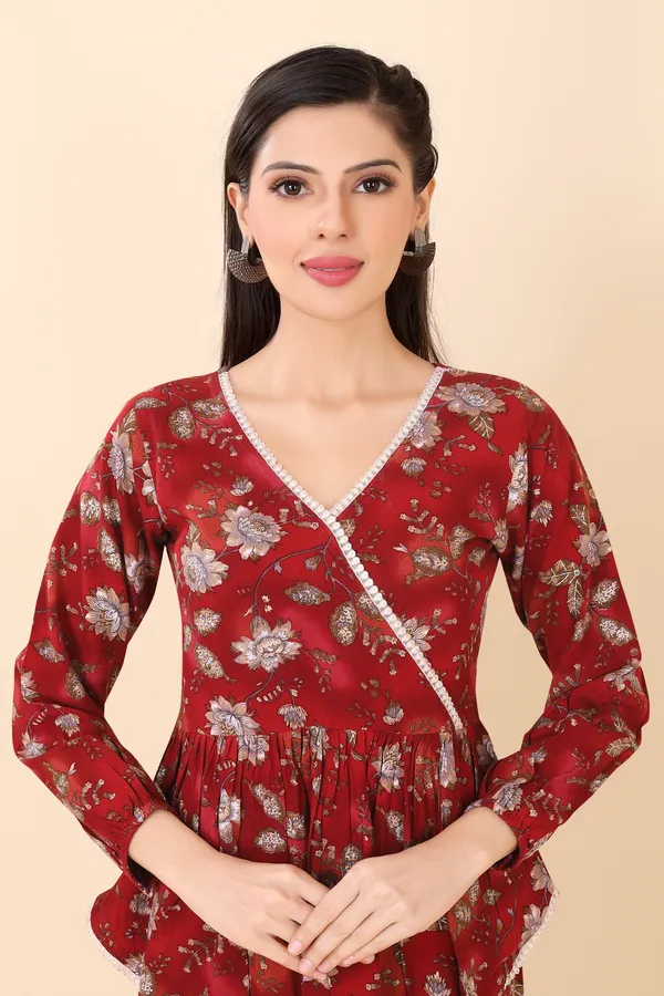 Maroon_Cotton_Embellished_Floral_Printed_Co-Ord_Set_|_For_Women