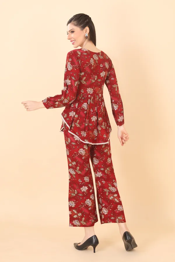 Maroon_Cotton_Embellished_Floral_Printed_Co-Ord_Set_|_For_Women