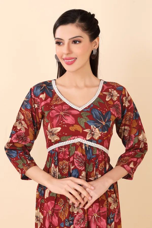 Maroon_Cotton_Embellished_Floral_Printed_Co-Ord_Set_|_For_Women