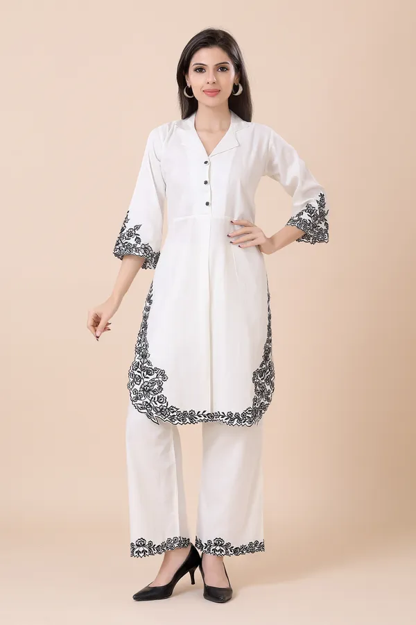 White_Cotton_Embellished_Embroidered_Co-Ord_Set_|_For_Women
