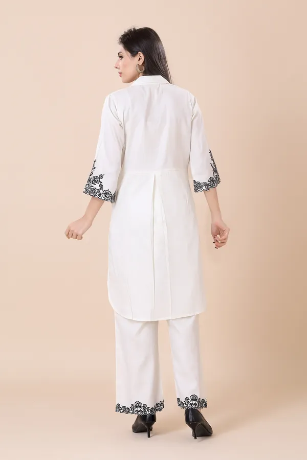 White_Cotton_Embellished_Embroidered_Co-Ord_Set_|_For_Women