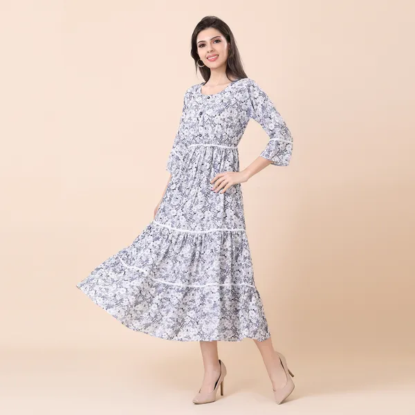 White_Georgette_Floral_Print_Dress_|_For_Women