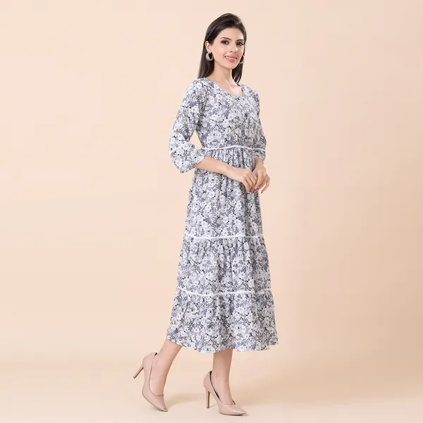 White_Georgette_Floral_Print_Dress_|_For_Women