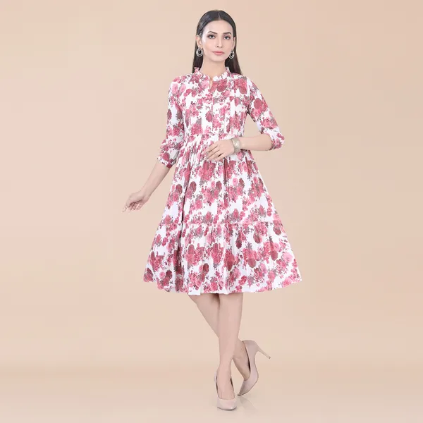 Coral_Pink_Floral_Printed_Dress_|_For_Women