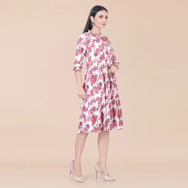 Coral_Pink_Floral_Printed_Dress_|_For_Women