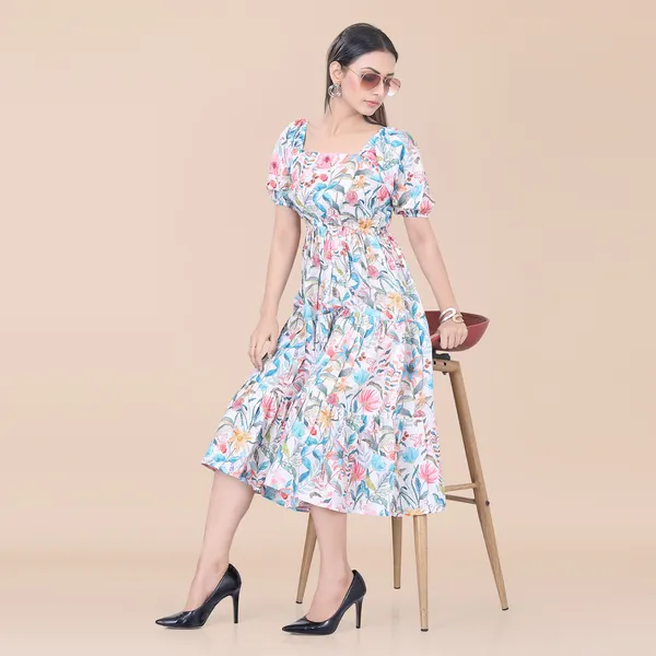 Sky_Blue_Cotton_Floral_Print_Dress_|_For_Women