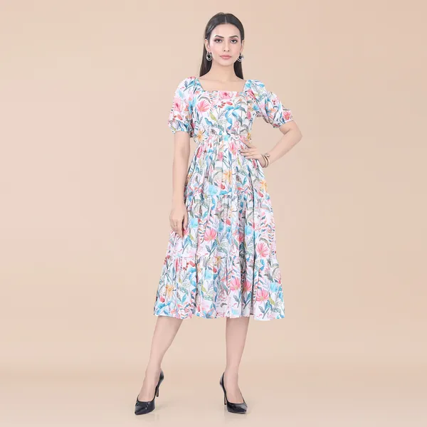 Sky_Blue_Cotton_Floral_Print_Dress_|_For_Women