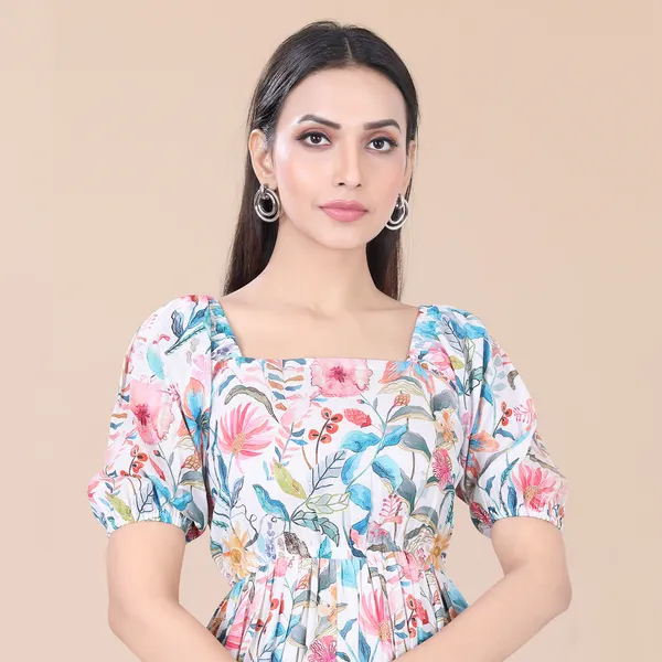 Sky_Blue_Cotton_Floral_Print_Dress_|_For_Women