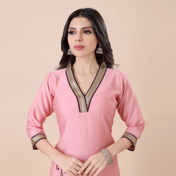 Baby_Pink_Silk_Patchwork_Suit_Set_|_For_Women
